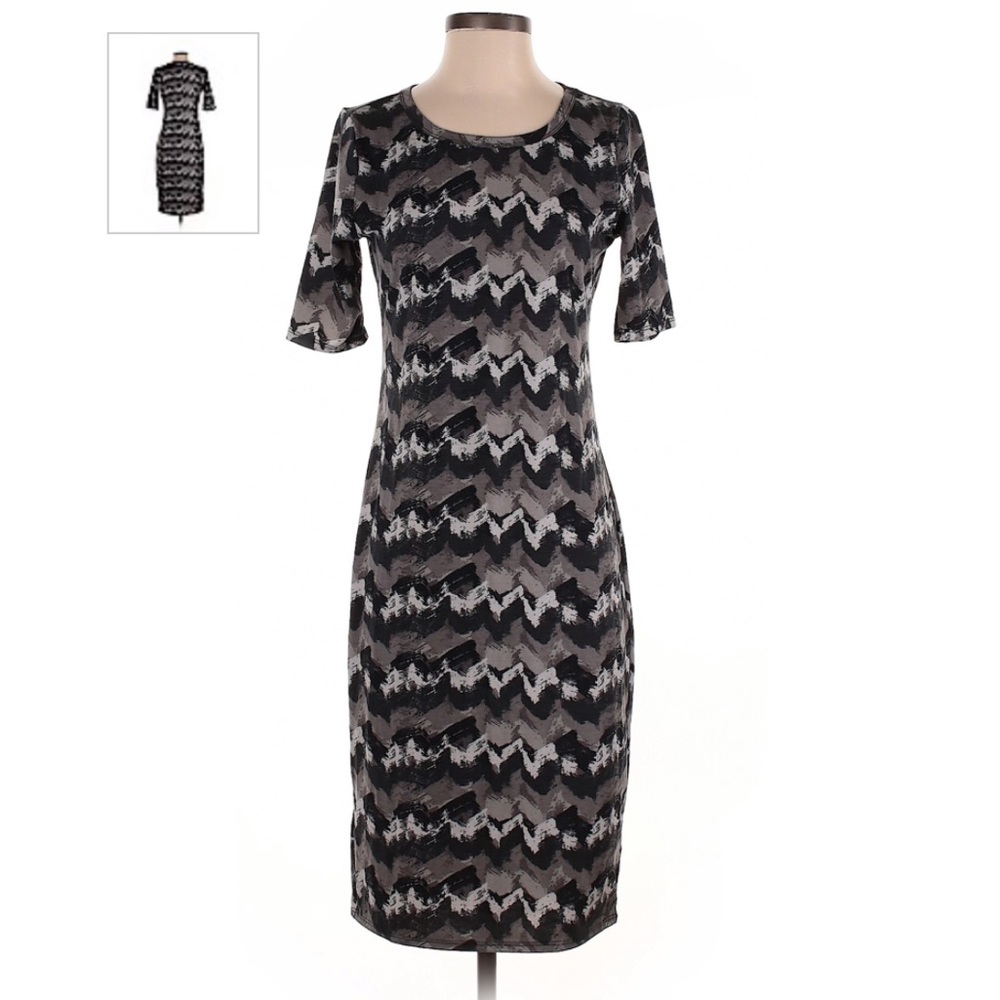 LulaRoe Julia knee length grey/black dress, medium